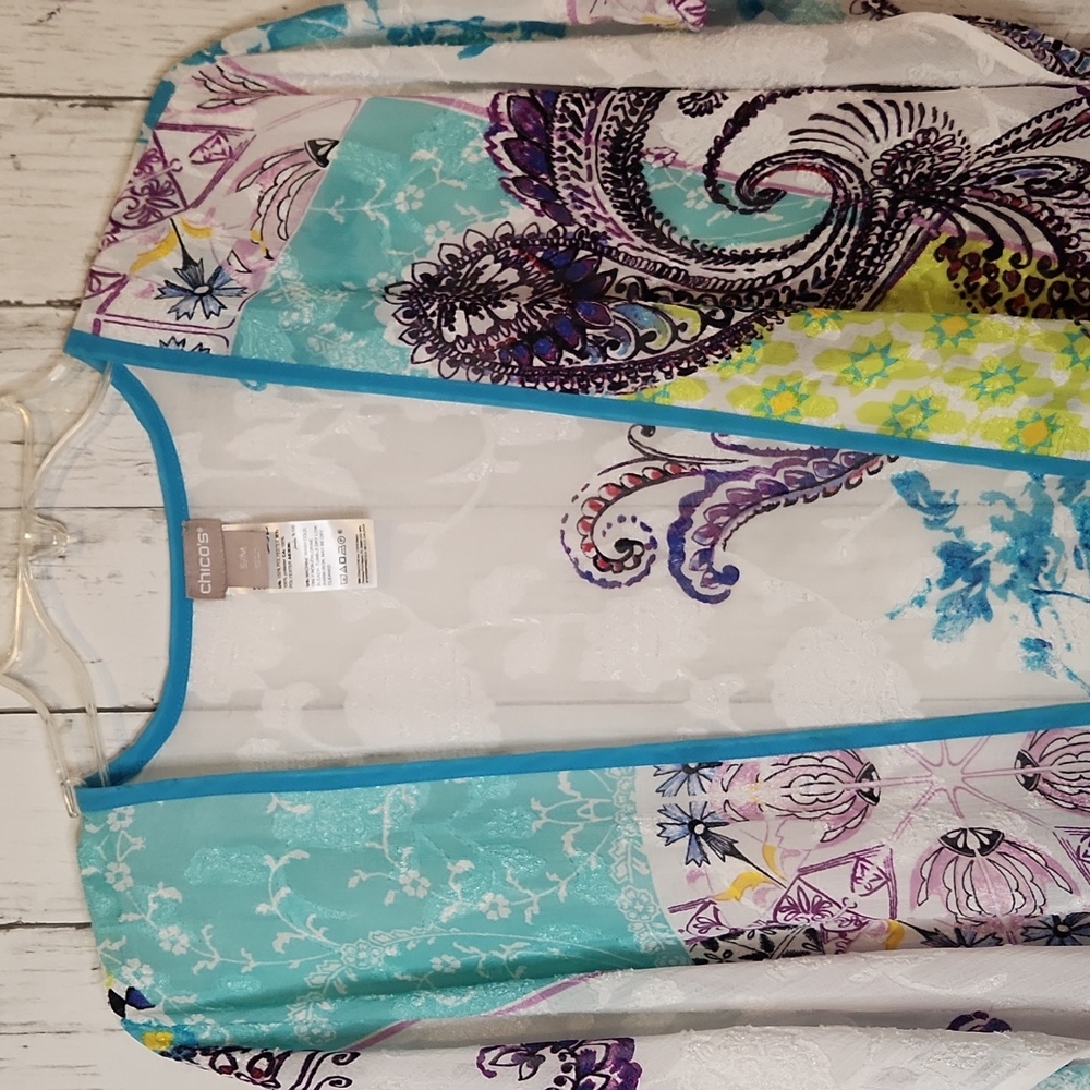 Chico's White Textured Kimono S/M - Picture 4 of 6